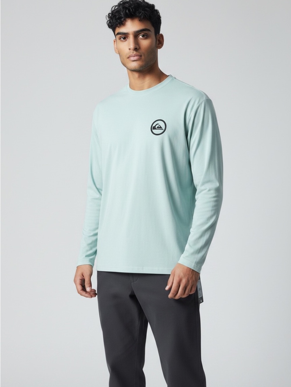 Quiksilver Men's Long Sleeve Tee in Mint Green UPF 50/Quick Dry